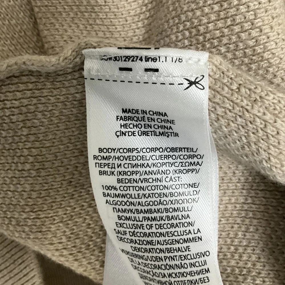 Polo Ralph Lauren Sweater Mens XL Beign 100% Cotton Knit Mock Neck Zip Pullover - Picture 8 of 10